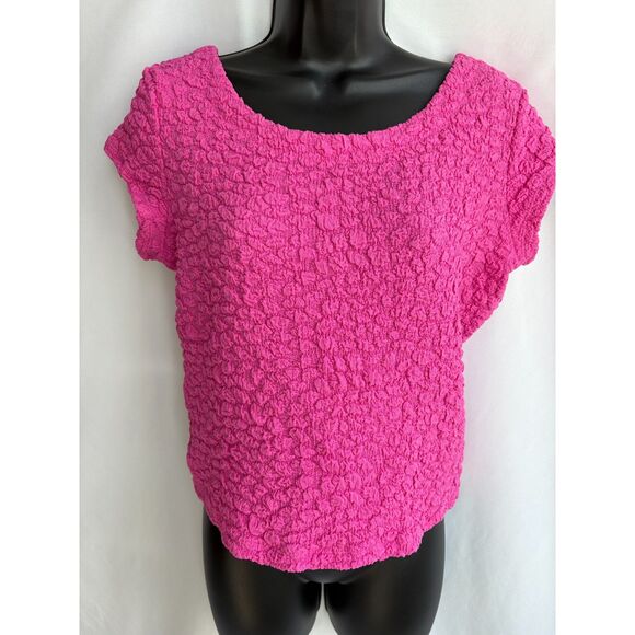 Anthropologie Maeve Socialite Popcorn Tee Magenta Pink Size S Barbiecore Girly - Picture 2 of 11